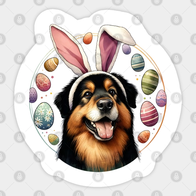 Deutscher Wachtelhund Enjoys Easter with Bunny Ears Sticker by ArtRUs